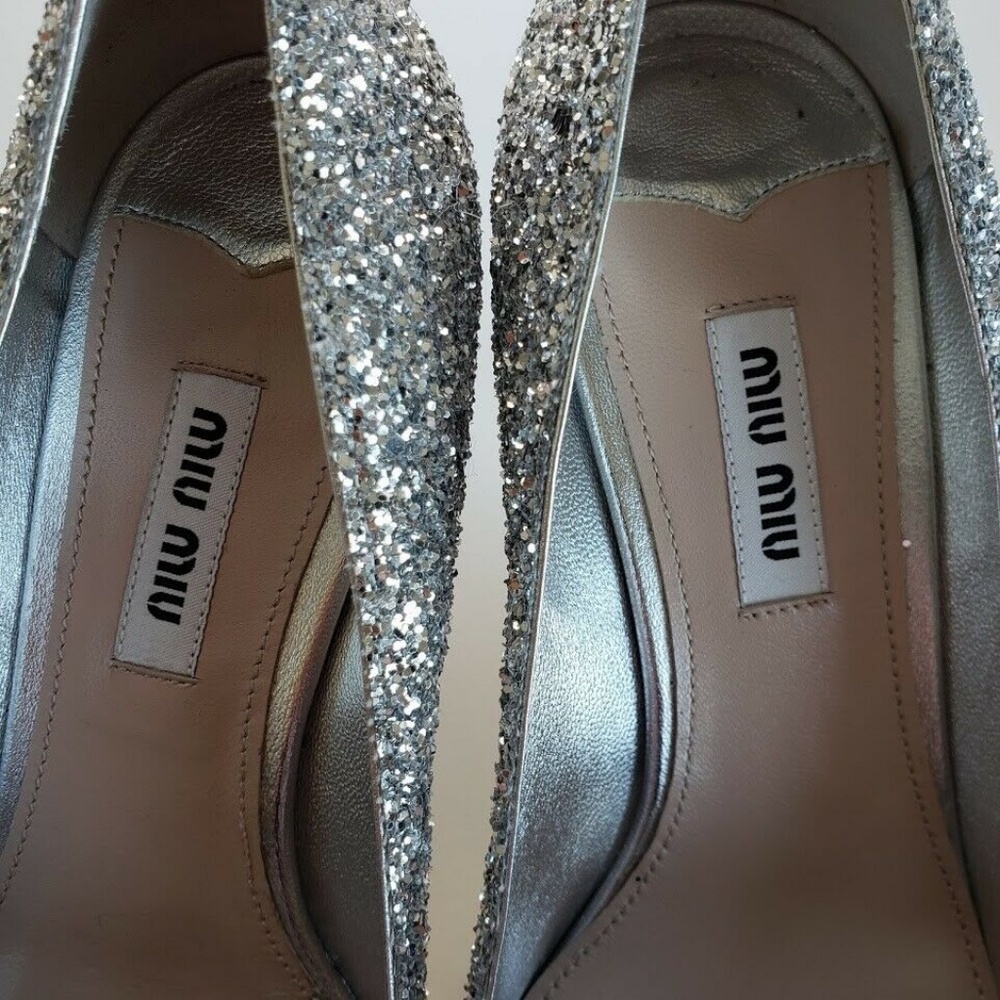 Miu Miu Argento Bow Heel Shoes - Black/Silver - Picture 7 of 8